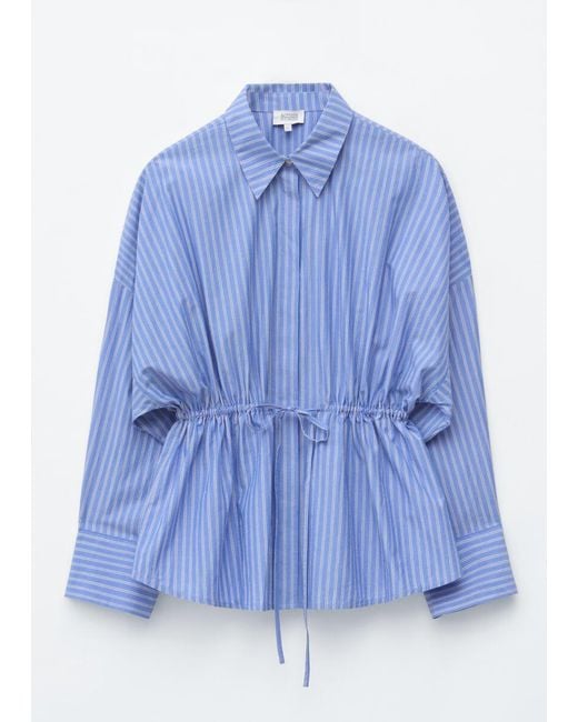 & Other Stories Blue Cotton Poplin Drawstring Shirt