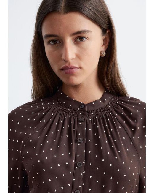 & Other Stories Brown Tie-Waist Midi Dress