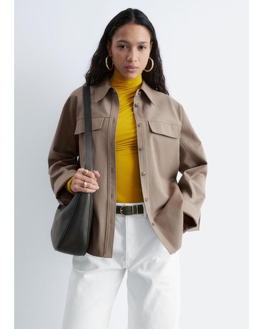 & Other Stories Natural Structured Wool-Cotton Shirt