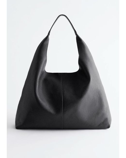 & Other Stories Black Large Leather Tote