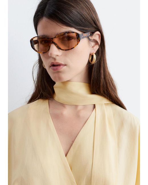 & Other Stories White Scarf-Detail Wrap Mini Dress