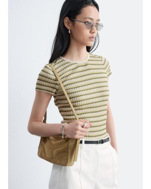 & Other Stories White Striped Rib-Knit T-Shirt