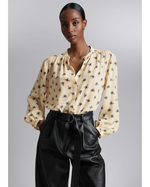 & Other Stories Natural Relaxed Silk Blouse