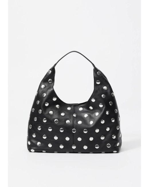 & Other Stories Black Studded Leather Tote Bag