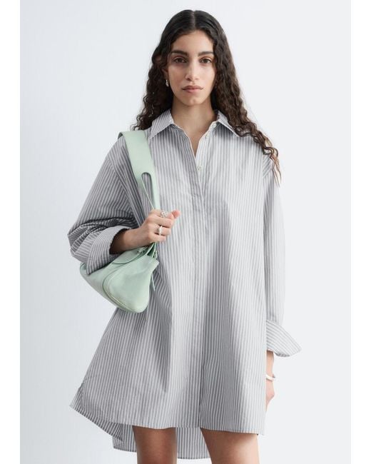 & Other Stories Gray Oversized Shirt Mini Dress