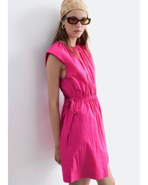 & Other Stories Pink Drawstring Waist Sleeveless Dress