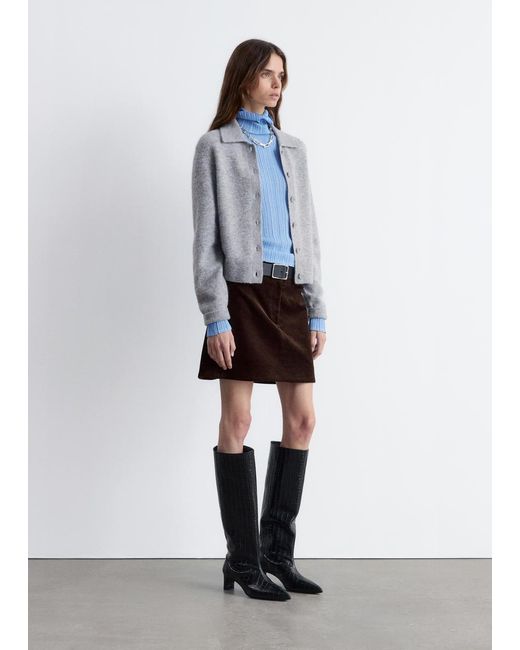 & Other Stories Gray Collared Knit Cardigan