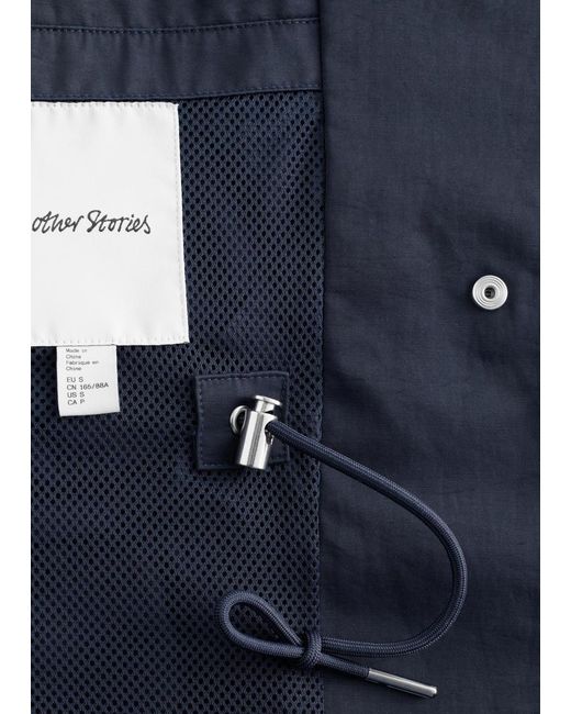 & Other Stories Blue Drawstring Parka Coat