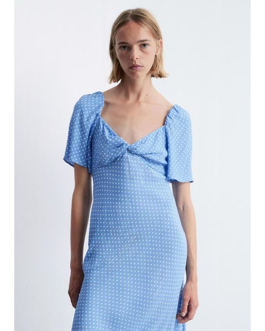 & Other Stories Blue Flutter-Sleeve Midi Dress