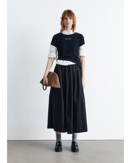 & Other Stories Black Embroidery T-Shirt
