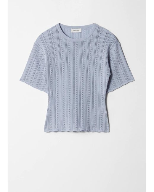 & Other Stories Blue Pointelle Knit T-Shirt