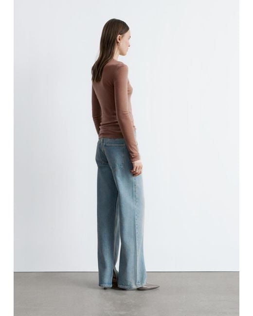 & Other Stories White Half-Placket Wool Top