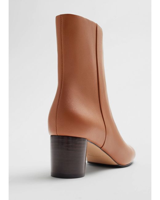& Other Stories Brown Leather Ankle Boots