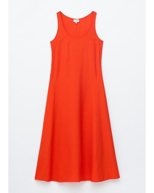 & Other Stories Red Scoop-Neck Midi Dress
