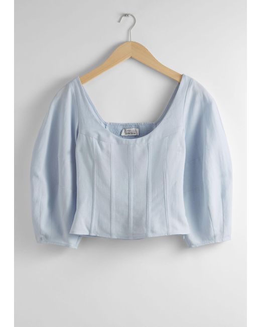 & Other Stories Gray Cropped Corset Blouse