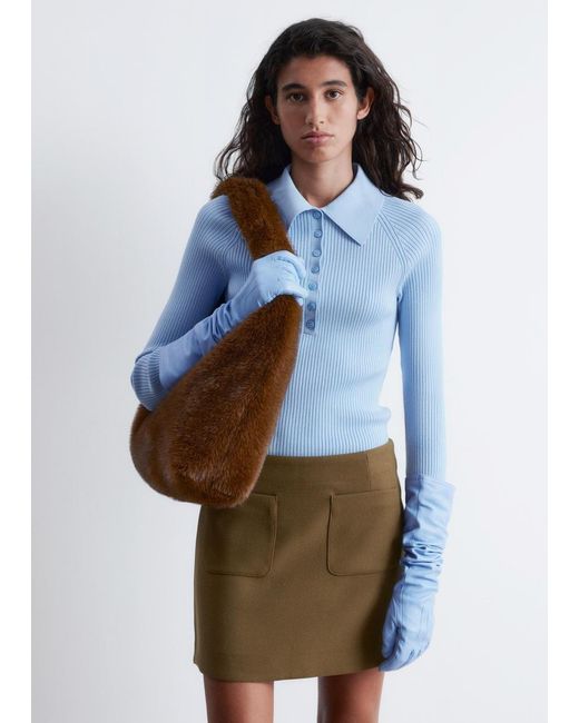 & Other Stories Blue A-Line Mini Skirt