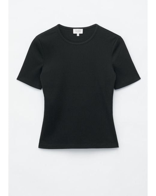 & Other Stories Black Ribbed T-Shirt
