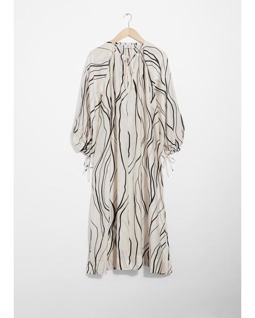 & Other Stories White Fließendes Oversized-Midikleid