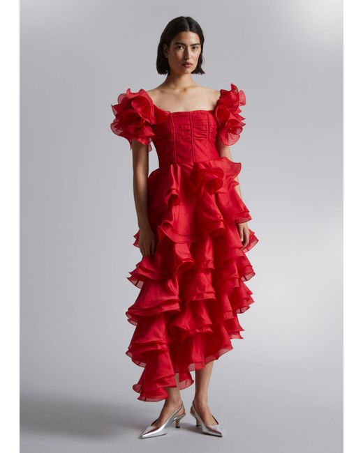 & Other Stories Tiered Ruffle Midi Dress