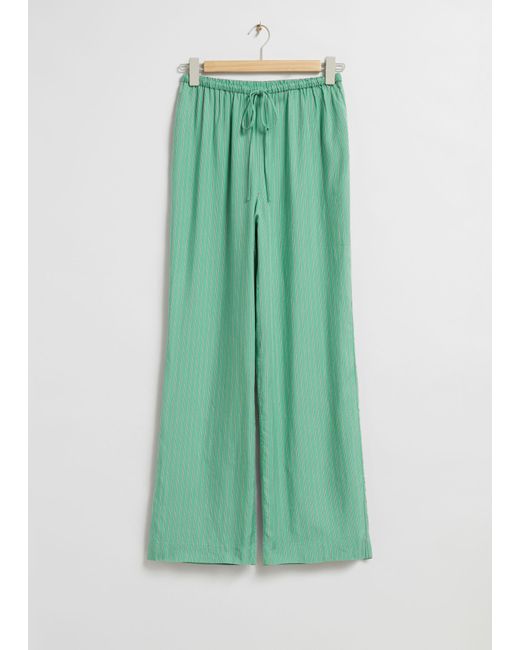 & Other Stories Green Loose-fit Drawstring Trousers