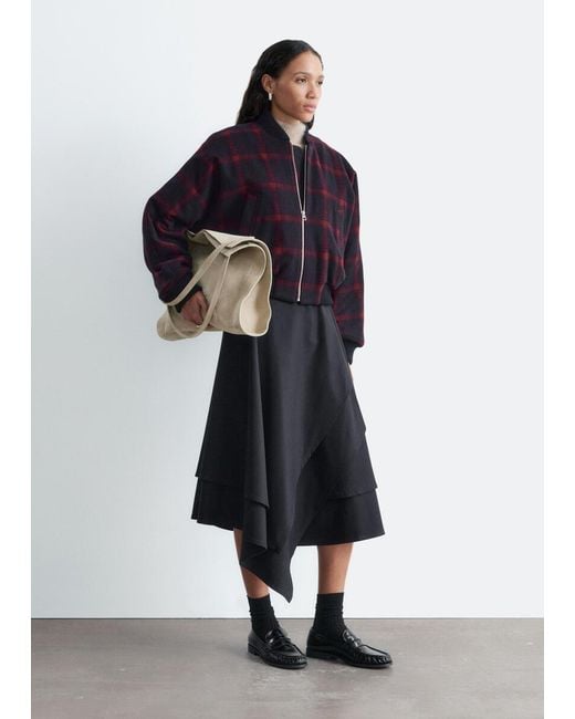 & Other Stories Blue Checked Bomber Jacket