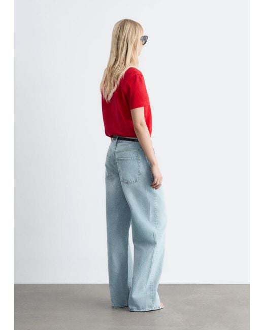 & Other Stories Red Cotton Crew-Neck T-Shirt