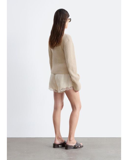 & Other Stories Natural Ribbed Cotton Cardigan
