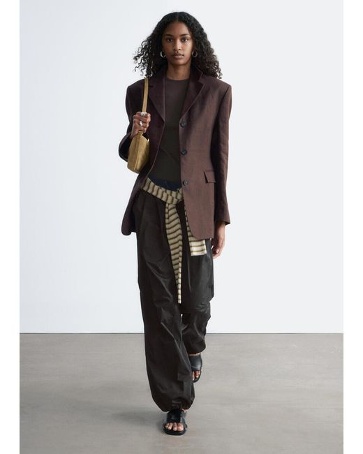 & Other Stories Gray Nylon Parachute Trousers