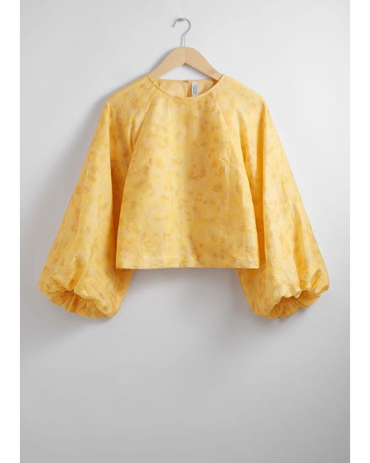 & Other Stories Yellow Balloon-sleeve Top