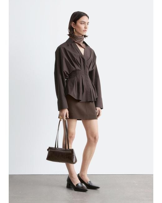 & Other Stories Black Fitted-Waist Cotton Shirt