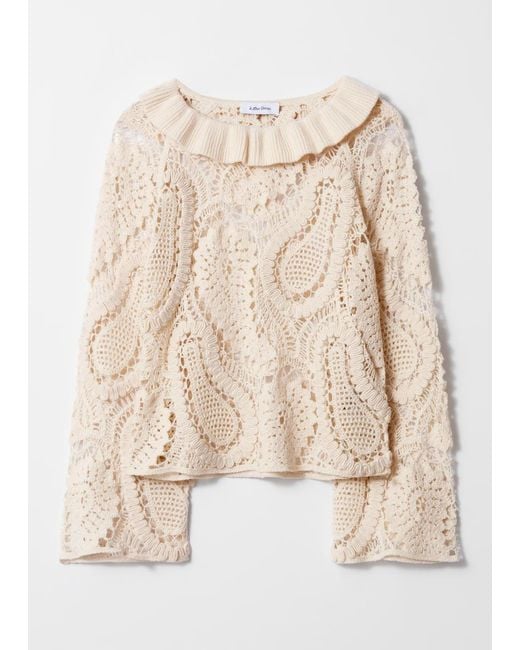 & Other Stories Natural Paisley-Crochet Blouse