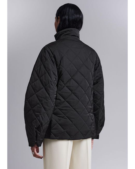 & Other Stories Black Diamond-quilted Jacket