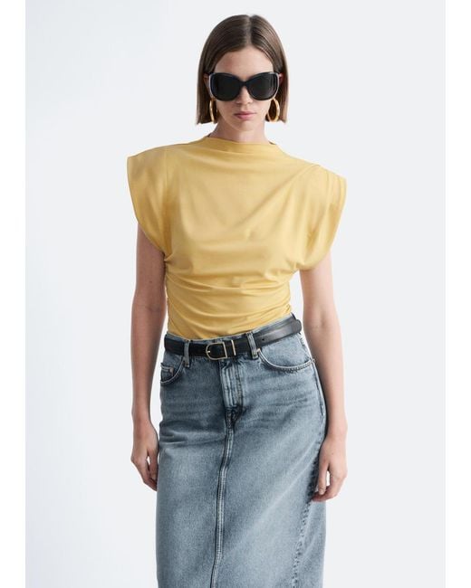 & Other Stories Blue Draped Jersey Top