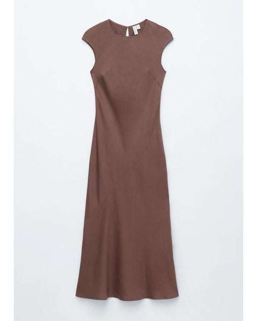 & Other Stories White Fitted Satin Maxi Dress