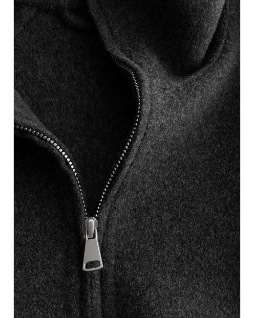 & Other Stories Black Zip-Up Wool Jacket
