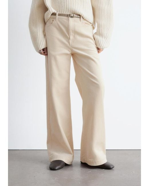 & Other Stories Natural Wide-Leg Corduroy Trousers