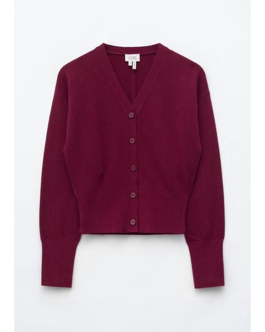 & Other Stories Red Wool Corset Rib Cardigan
