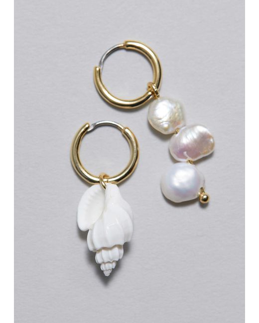 & Other Stories Gray Seashell Hoop Earrings