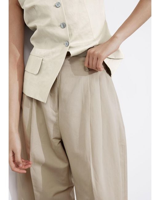 & Other Stories Natural Wide Tailored Trousers