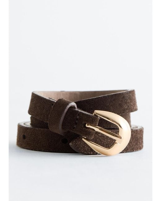 & Other Stories White Crescent-Buckle Slim Belt