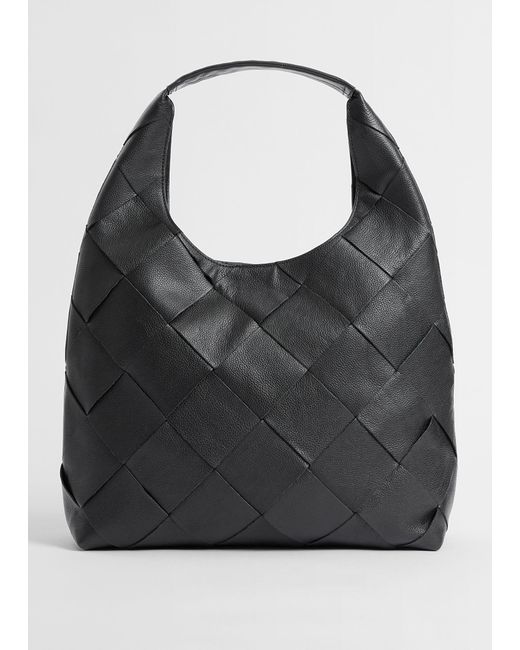 & Other Stories Black Braided Leather Tote Bag