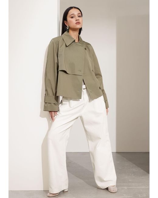 & Other Stories Green Short Trench Coat Jacket