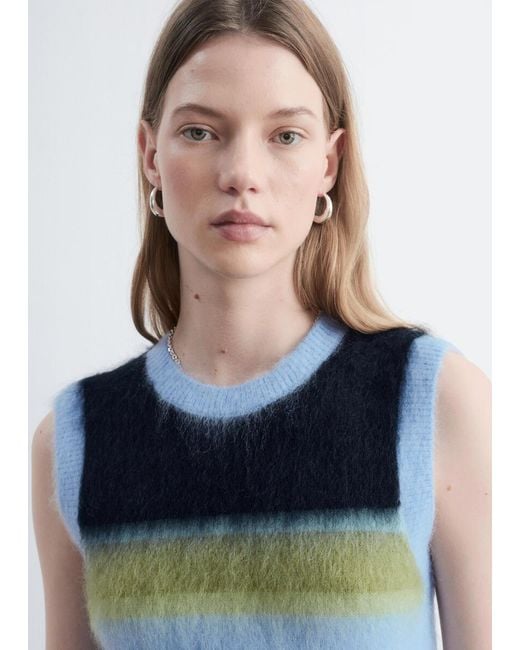& Other Stories Blue Knitted Mohair-Blend Vest