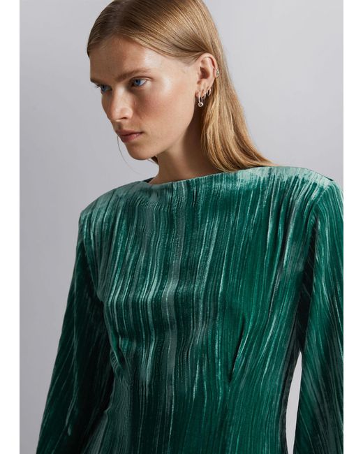 & Other Stories Green Structured Mini Dress