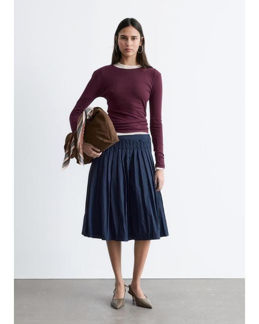 & Other Stories Blue Long-Sleeve Cotton Top