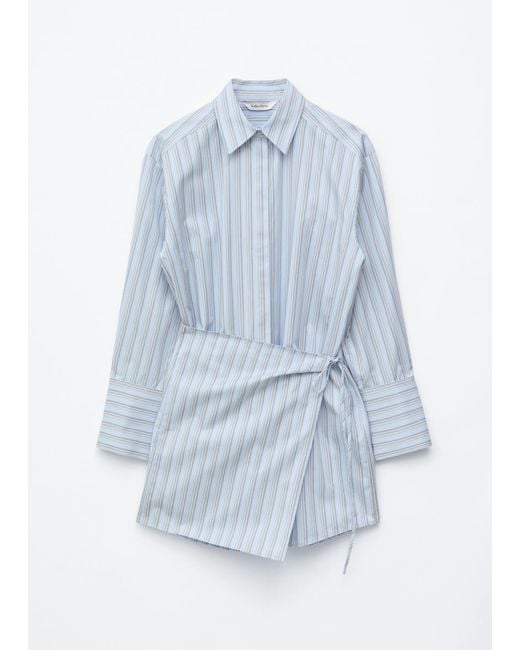 & Other Stories Blue Wrap Shirt Mini Dress