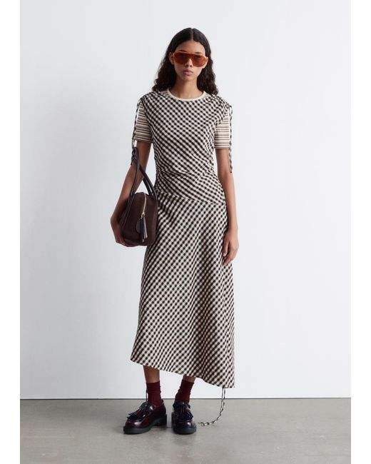 & Other Stories White Asymmetric Boatneck Midi Dress