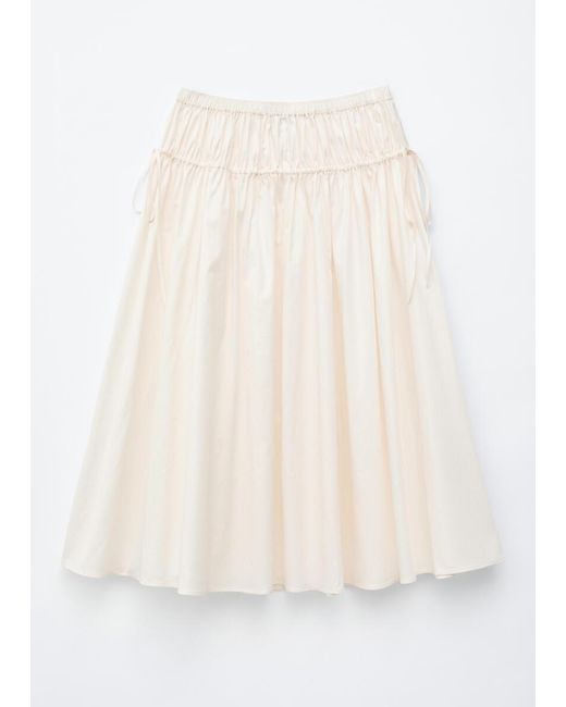 & Other Stories White Cotton Drawstring Midi Skirt