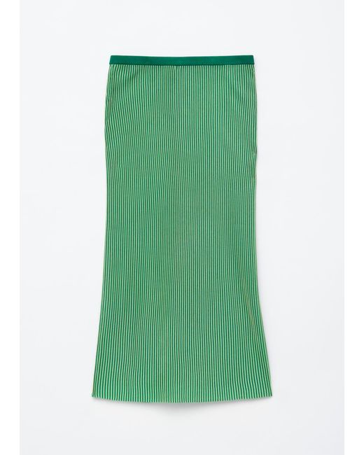 & Other Stories Green Rib-Knit Midi Skirt