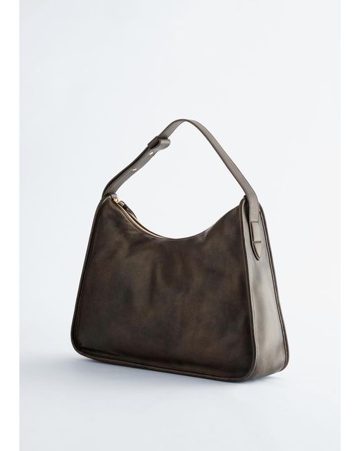 & Other Stories Gray Leather Tote Bag